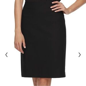 Elle Black Tailored Elastic Waist Pencil Skirt